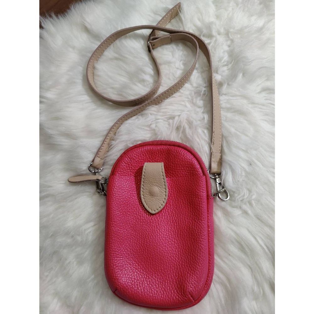 Davina Firenze small pink and tan Italian leather crossbody
